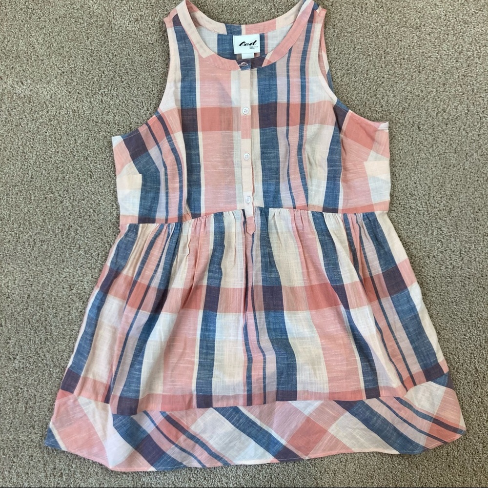 led Plaid Sleeveless Button front Maternity Top